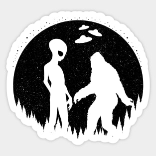 Alien And Bigfoot Silhouette Sticker